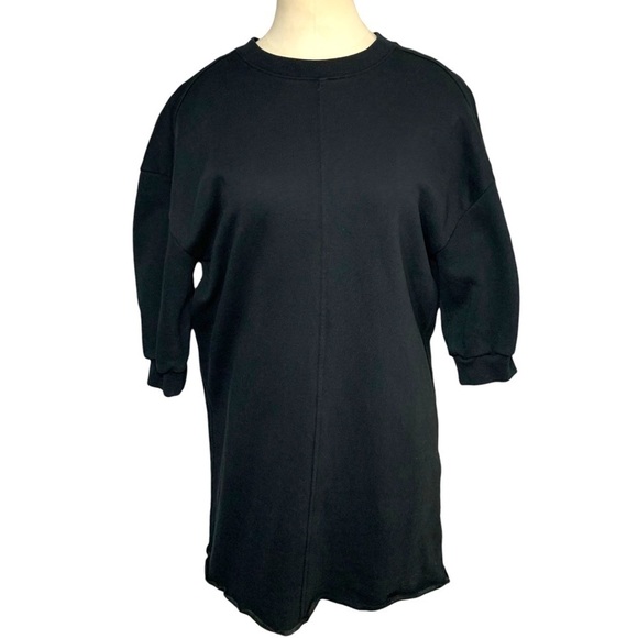 Everlane Sweater Dress Sz XS Black Jersey Organic Cotton 1/2 Sleeve Minimalist - Picture 2 of 11